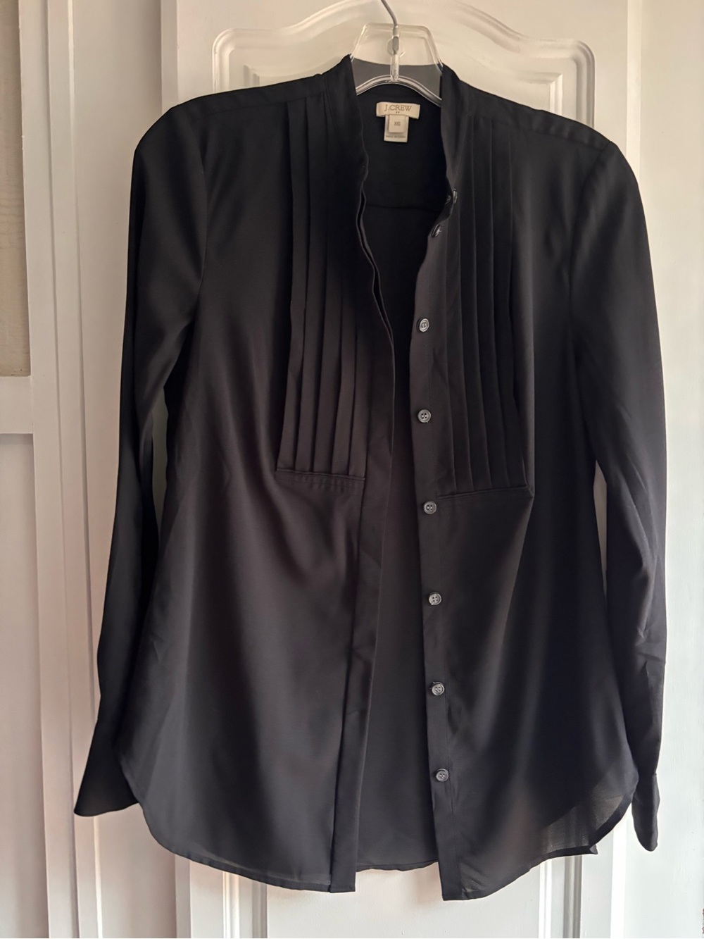J. Crew Black Pintuck Front Blouse